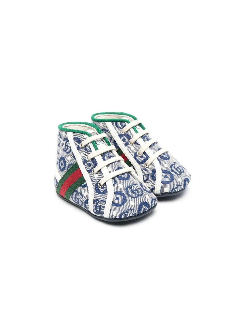 Gucci Babies' Gg Print Pre-walkers In Blue