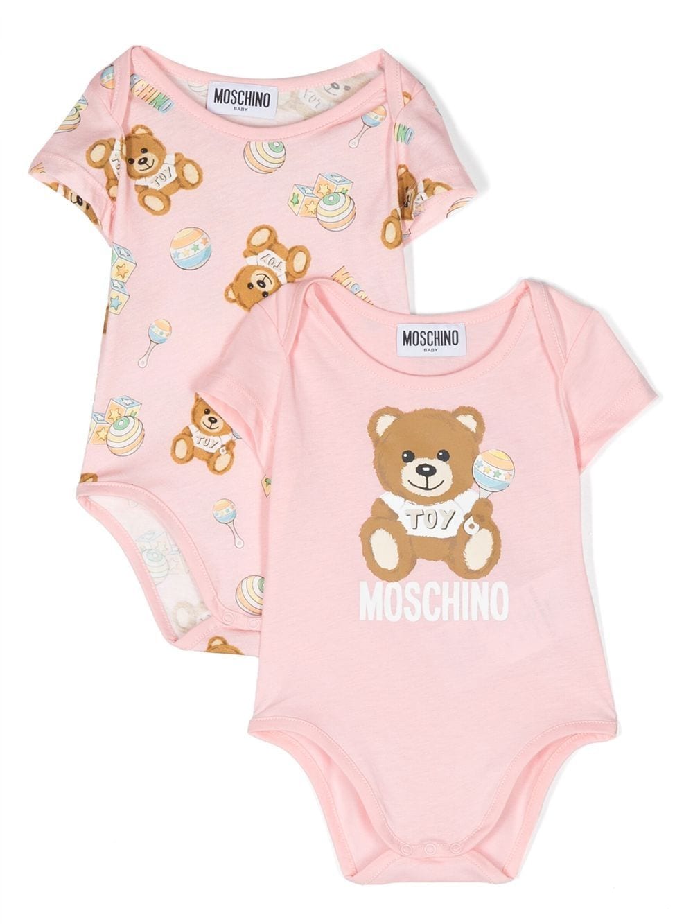 Moschino Teddy Bear Babygrows Set Of Two In Pink