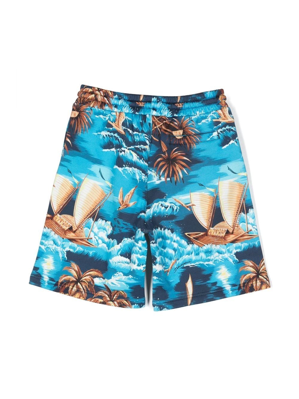 Shop Dolce & Gabbana Abstract-print Cotton Shorts In Blue