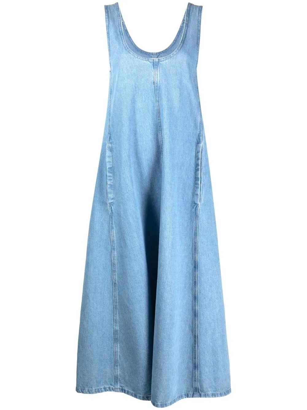 

Alysi sleeveless flared maxi denim dress - Blue