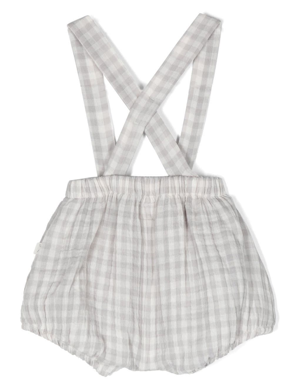 Shop Teddy & Minou Check-pattern Cotton Romper In Grey