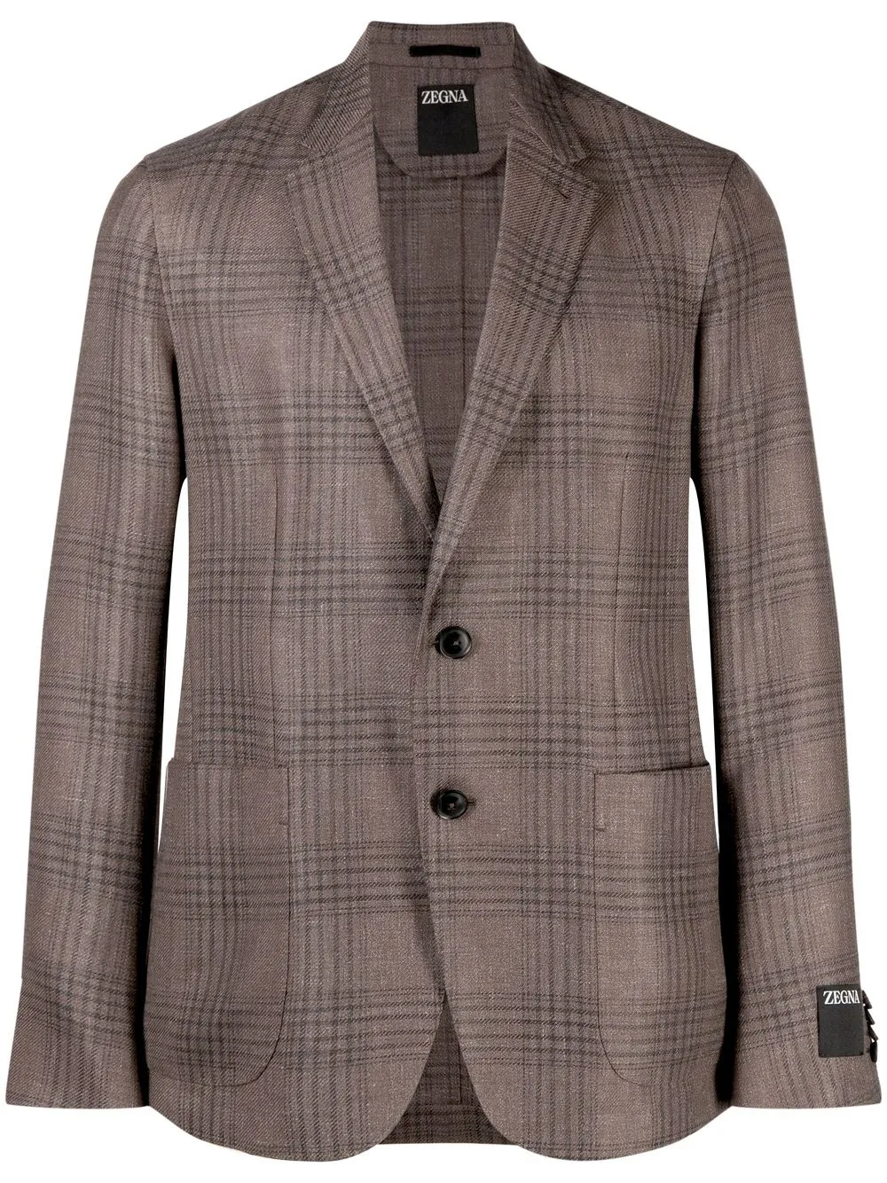 

Zegna check-print cashmere-blend blazer - Brown