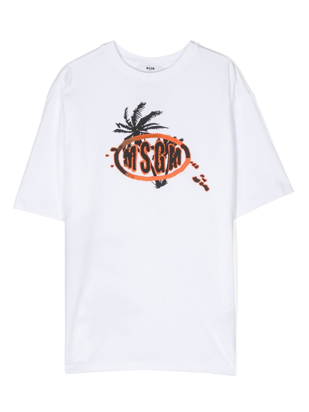 Msgm Kids' Logo-print Detail T-shirt In White