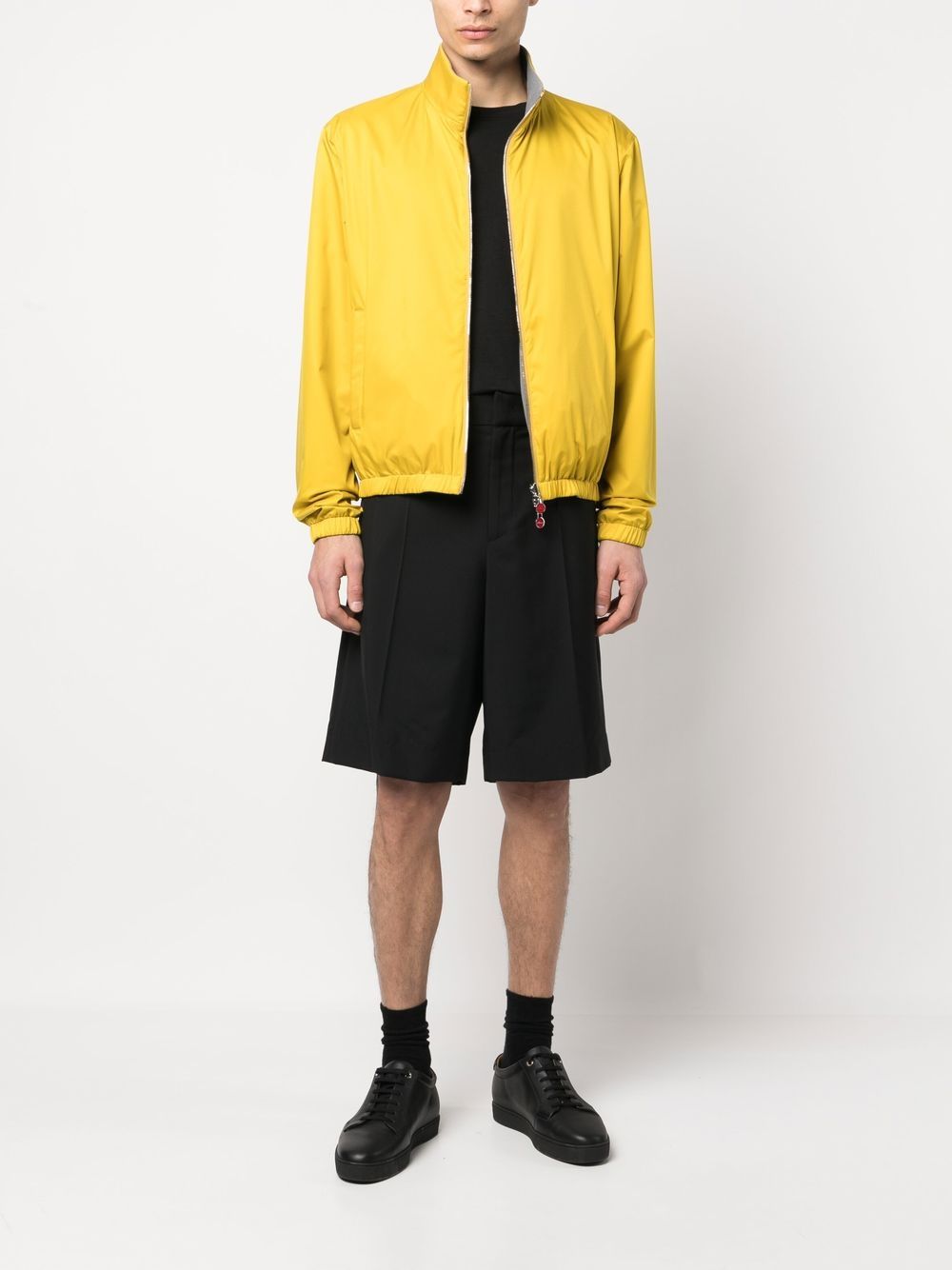 Shop Kiton Funnel Neck Bomber Jacket In Yellow