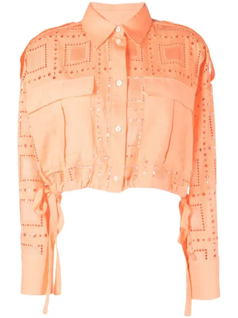 MSGM chemise crop en broderie anglaise