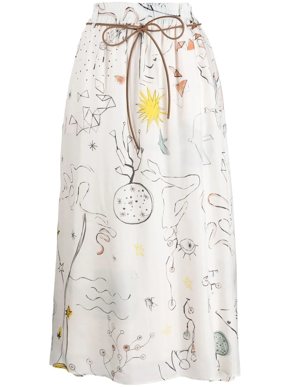 

Alysi graphic print silk midi skirt - Neutrals