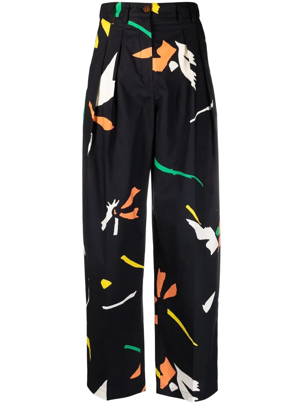 

Alysi high-waisted graphic-print trousers - Black