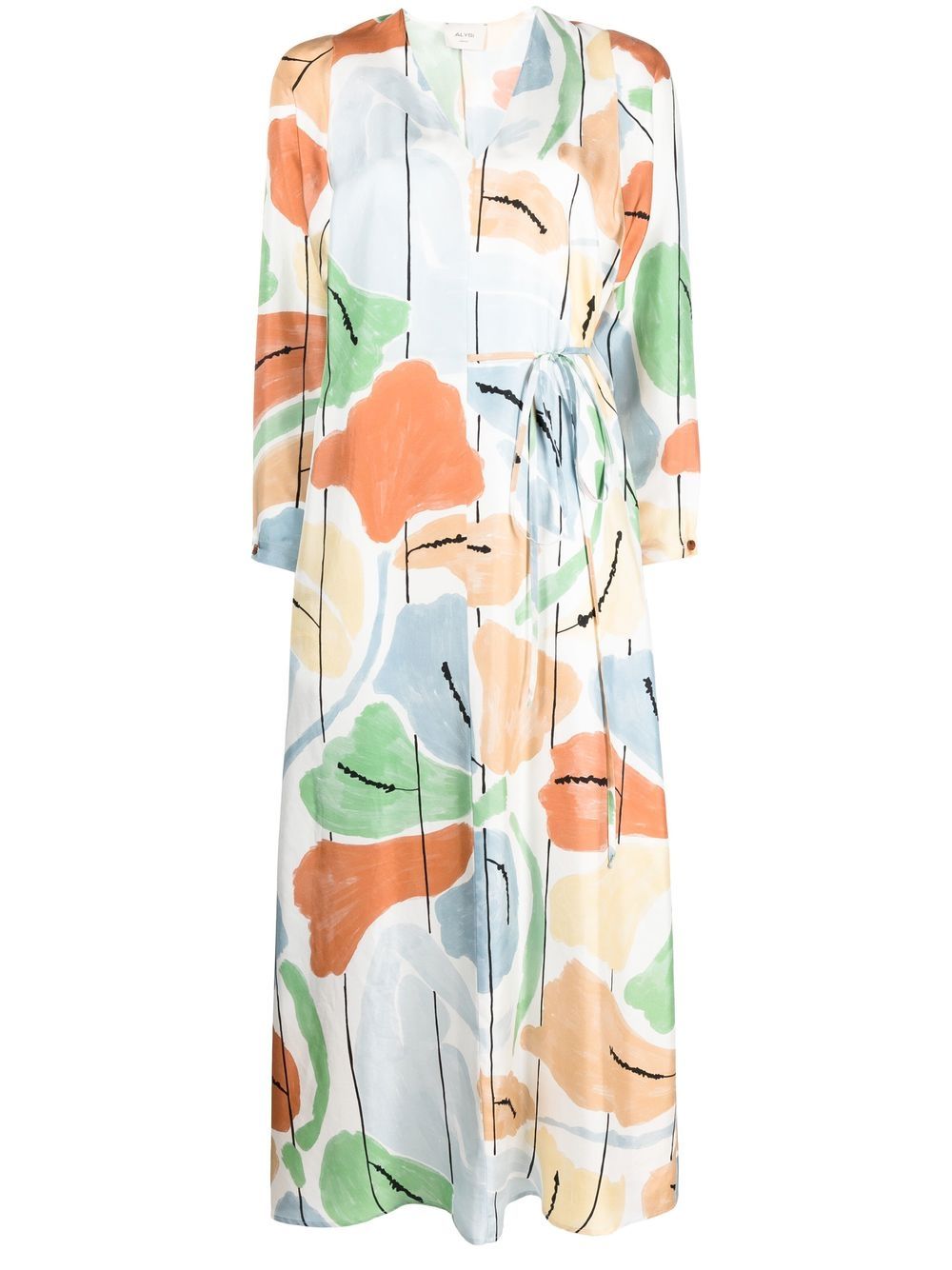 

Alysi graphic-print silk midi dress - Neutrals