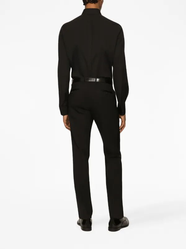 Dolce & Gabbana Cotton Poplin Gold-fit Tuxedo Shirt - Man Shirts Black Cotton 41