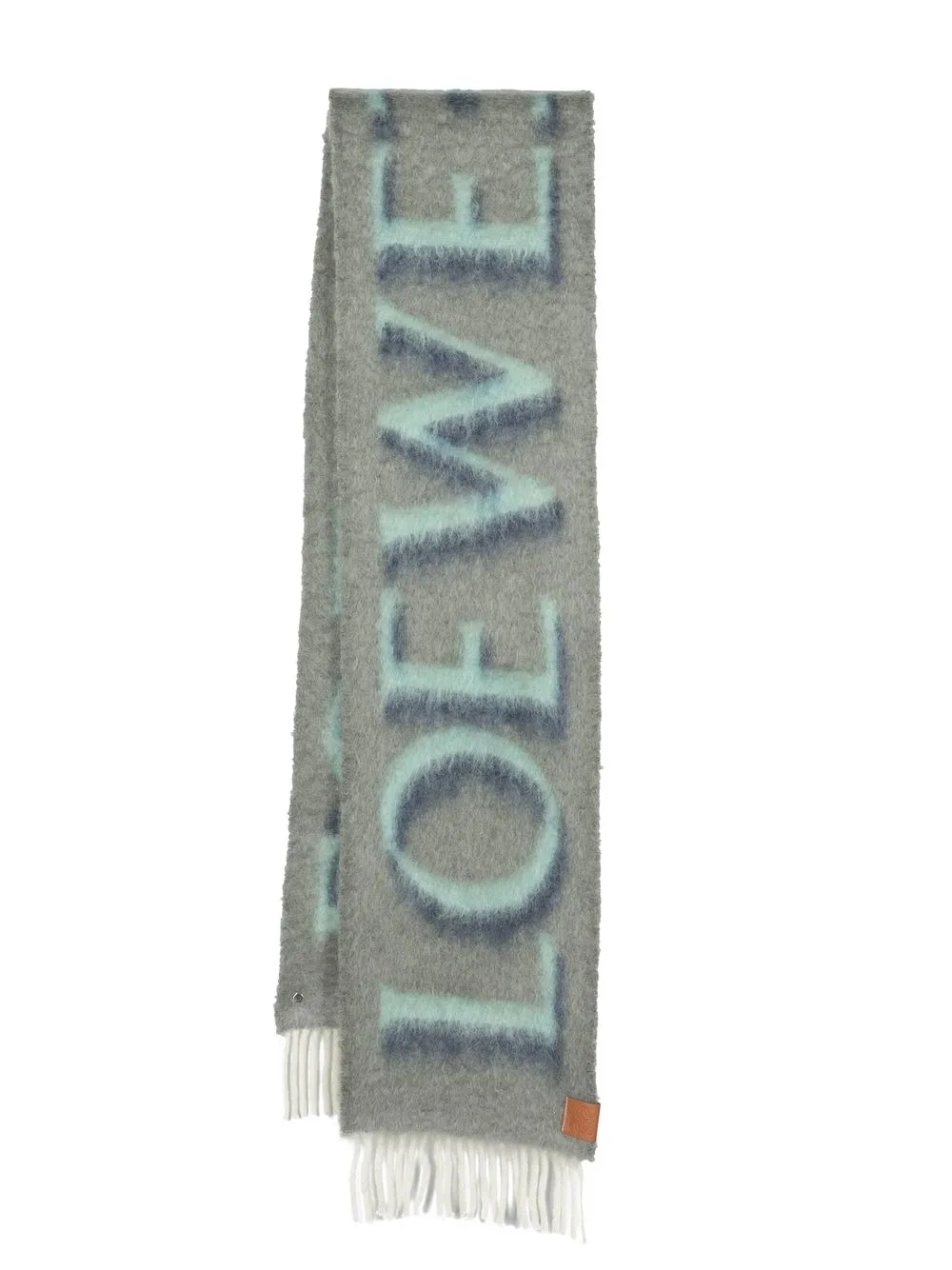 LOEWE INTARSIA-LOGO BRUSHED-EFFECT SCARF