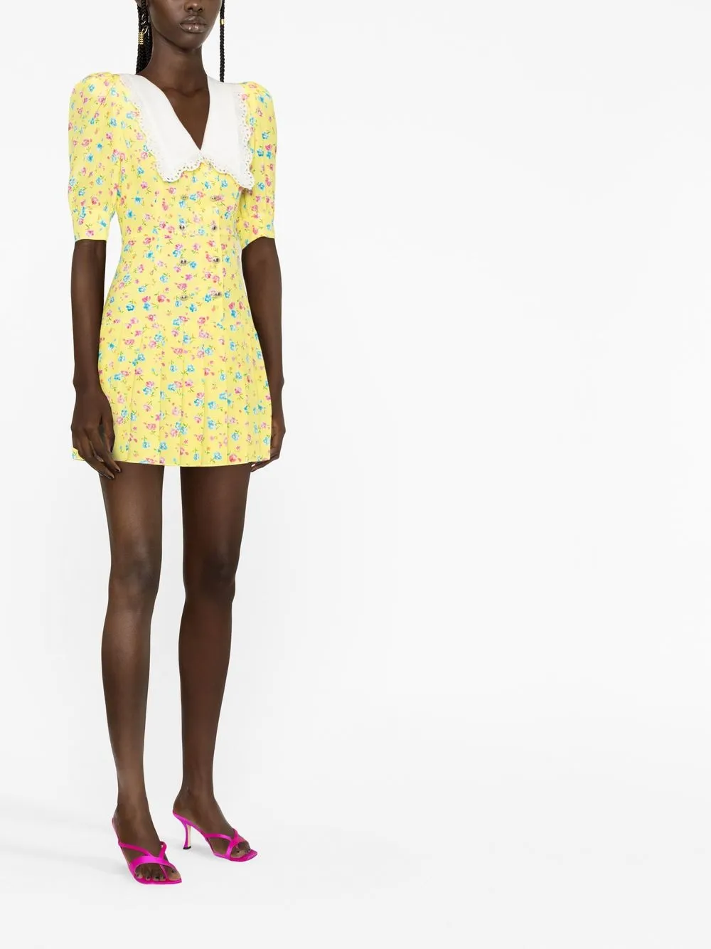 Alessandra Rich floral-print Mini Dress | Yellow | FARFETCH