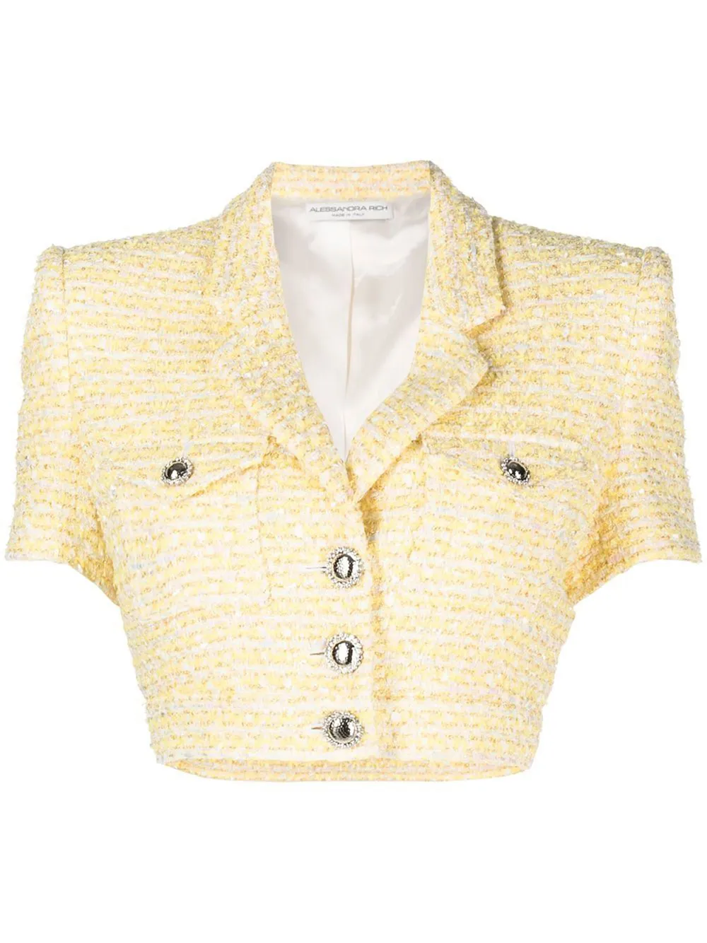 Alessandra Rich tweed short-sleeve cropped jacket