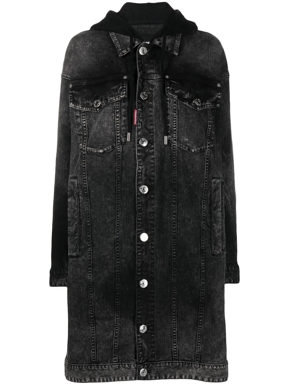 

Dsquared2 washed denim knee-length coat - Black