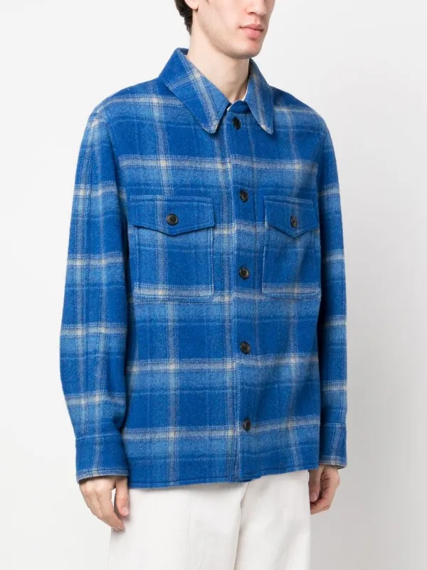 MARANT Gervon Checked Shirt Jacket Blue FARFETCH IN