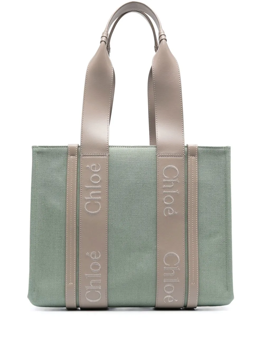 

Chloé embroidered-logo tote bag - Green