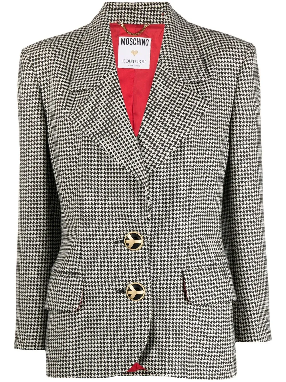 

Moschino Pre-Owned 1990s notched lapels houndstooth blazer - Black