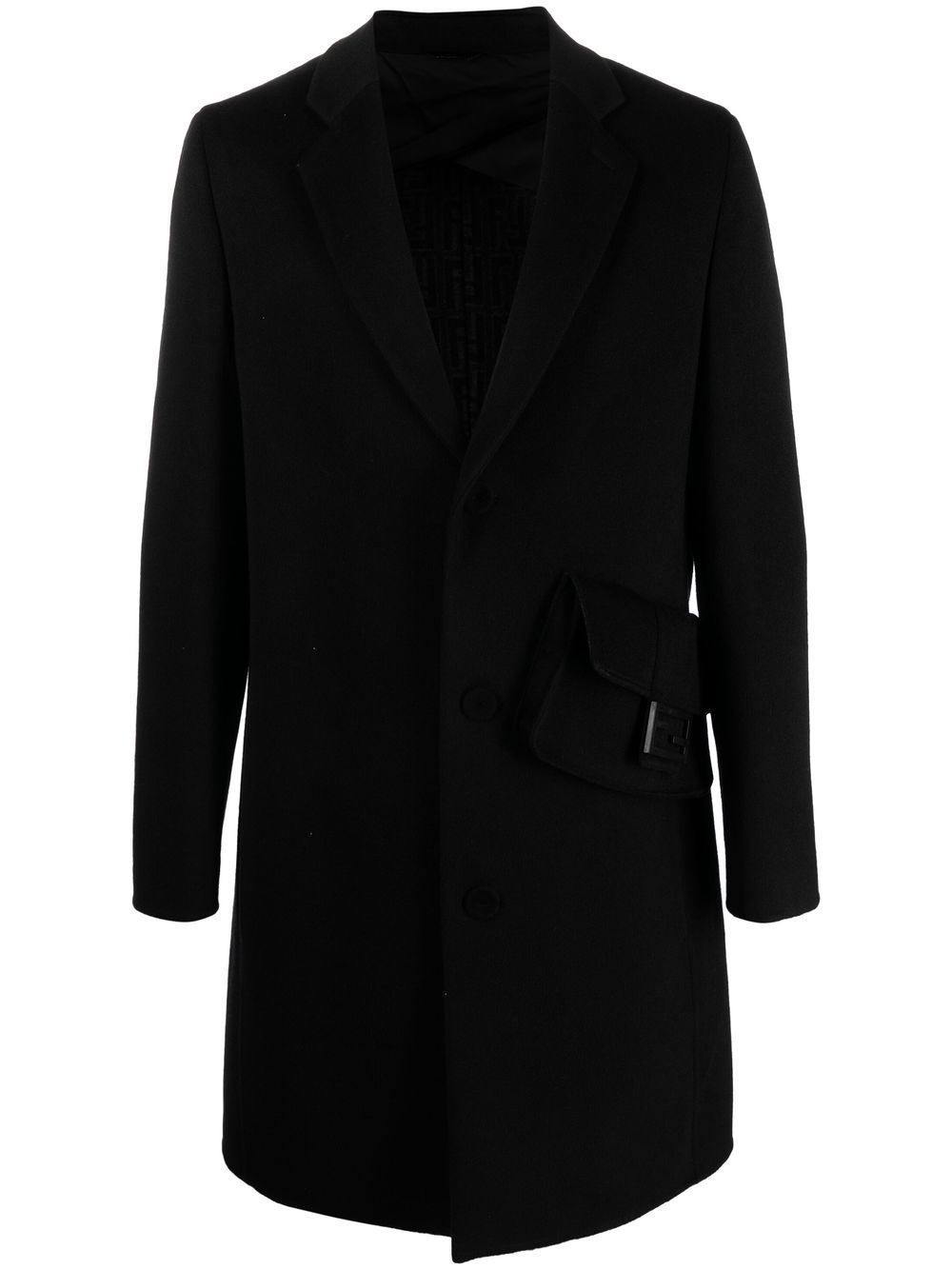 Fendi Attached-bag Wool Coat In Black | ModeSens