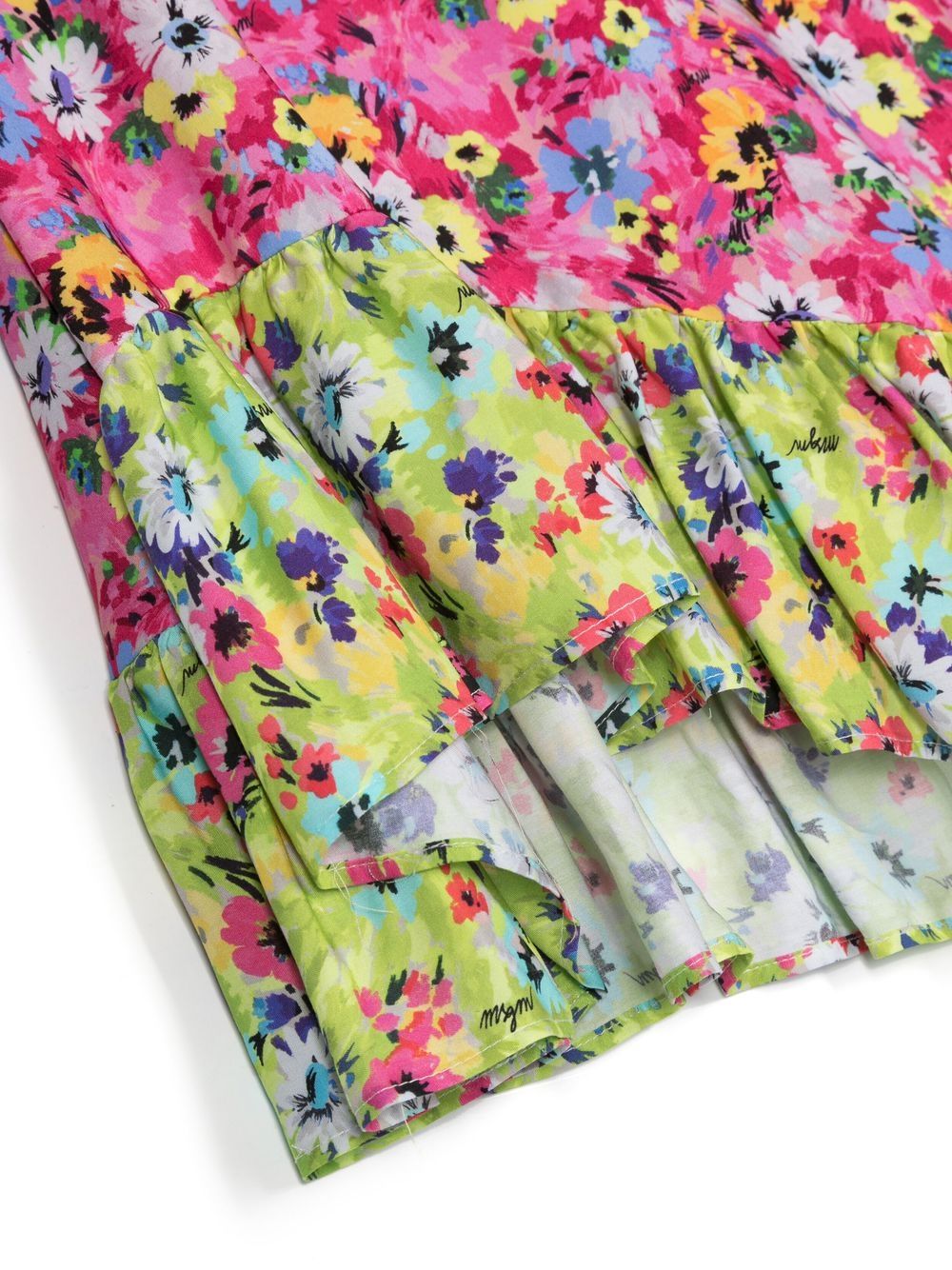Shop Msgm Asymmetric Floral-print Dress In Pink