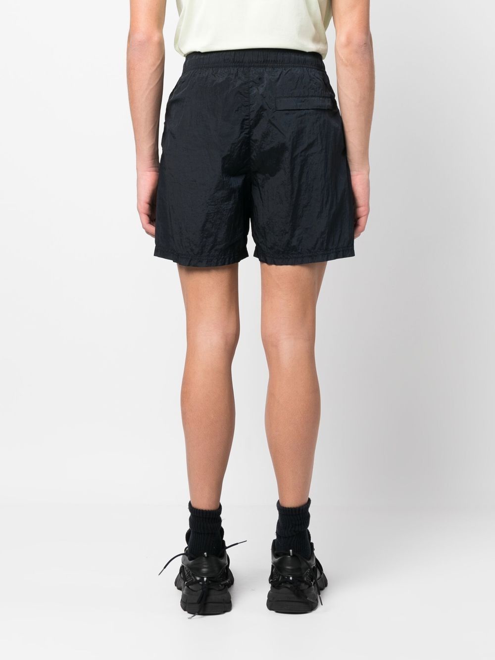 Shop Stone Island Embroidered-logo Swim Shorts In Blue