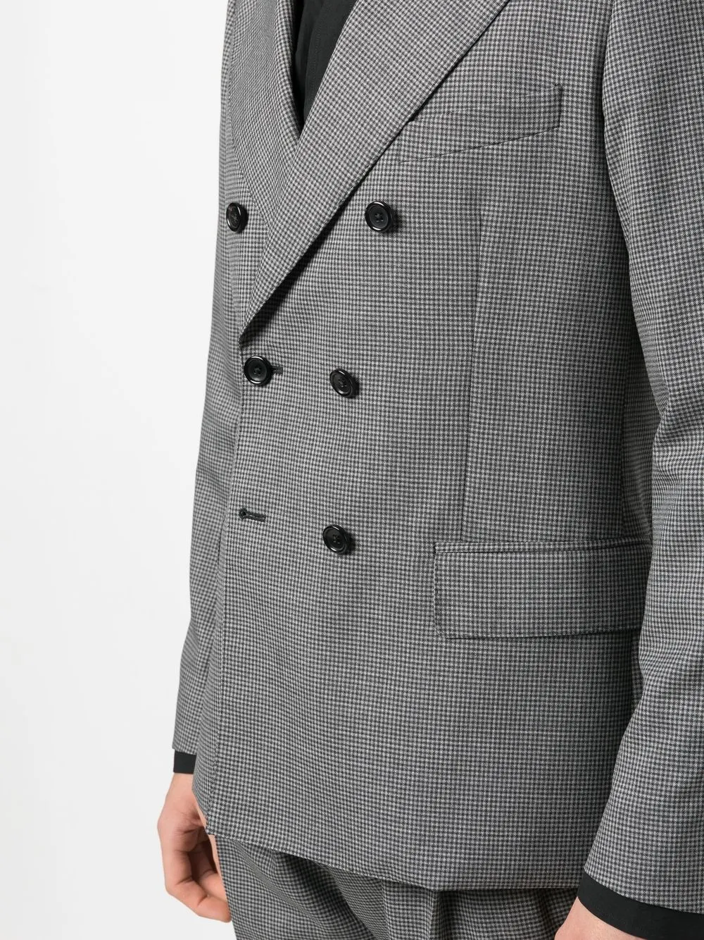 Shop Reveres 1949 Checked Double-breasted Blazer In Grey