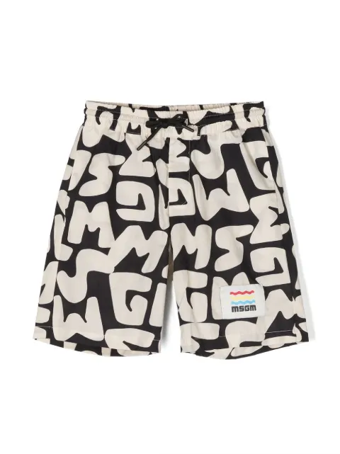MSGM Kids graffiti logo-print shorts