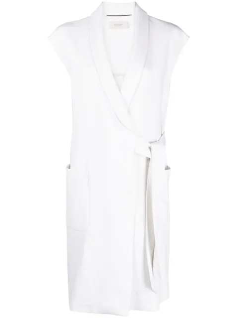 Agnona logo-detail belted sleeveless coat