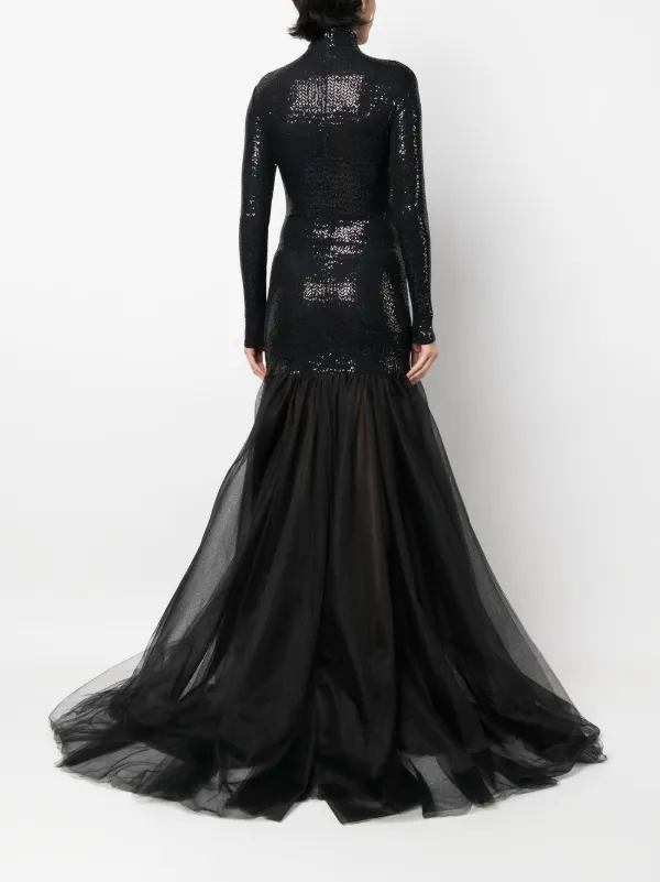 High neck black gown best sale