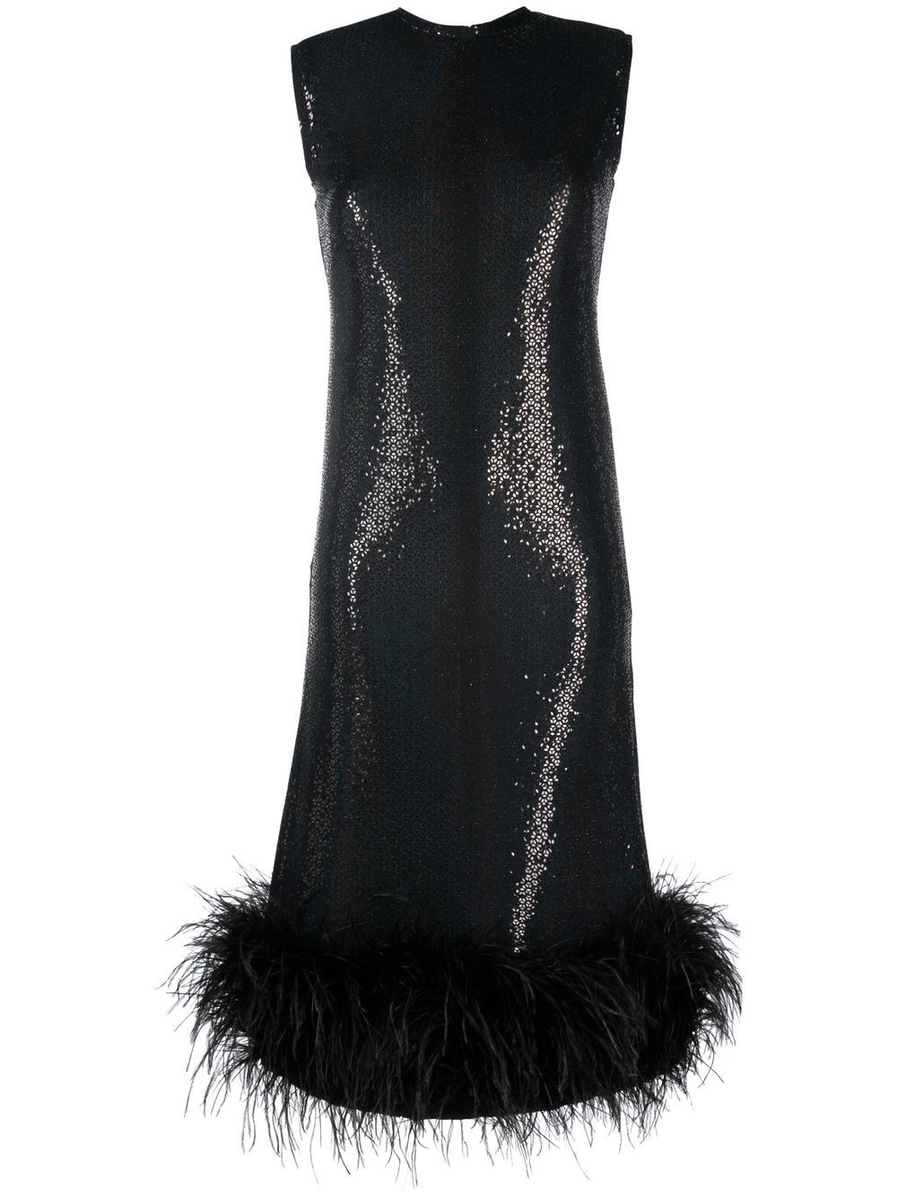 

Atu Body Couture vestido bordado con lentejuelas y ribete de plumas - Negro