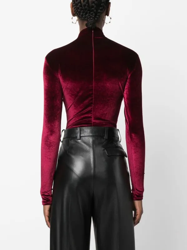 正規品 UN3D. VELOUR HIGHNECK TOP Atu Body Couture high-neck Velvet Bodysuit | Red | FARFETCH