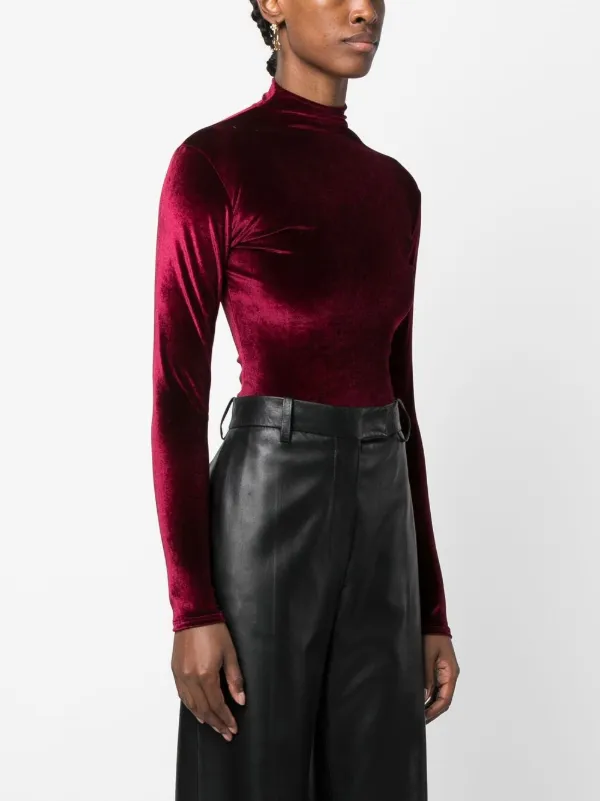 Burgundy velvet bodysuit 2025