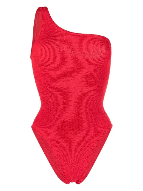 Hunza G seersucker one-shoulder swimsuit