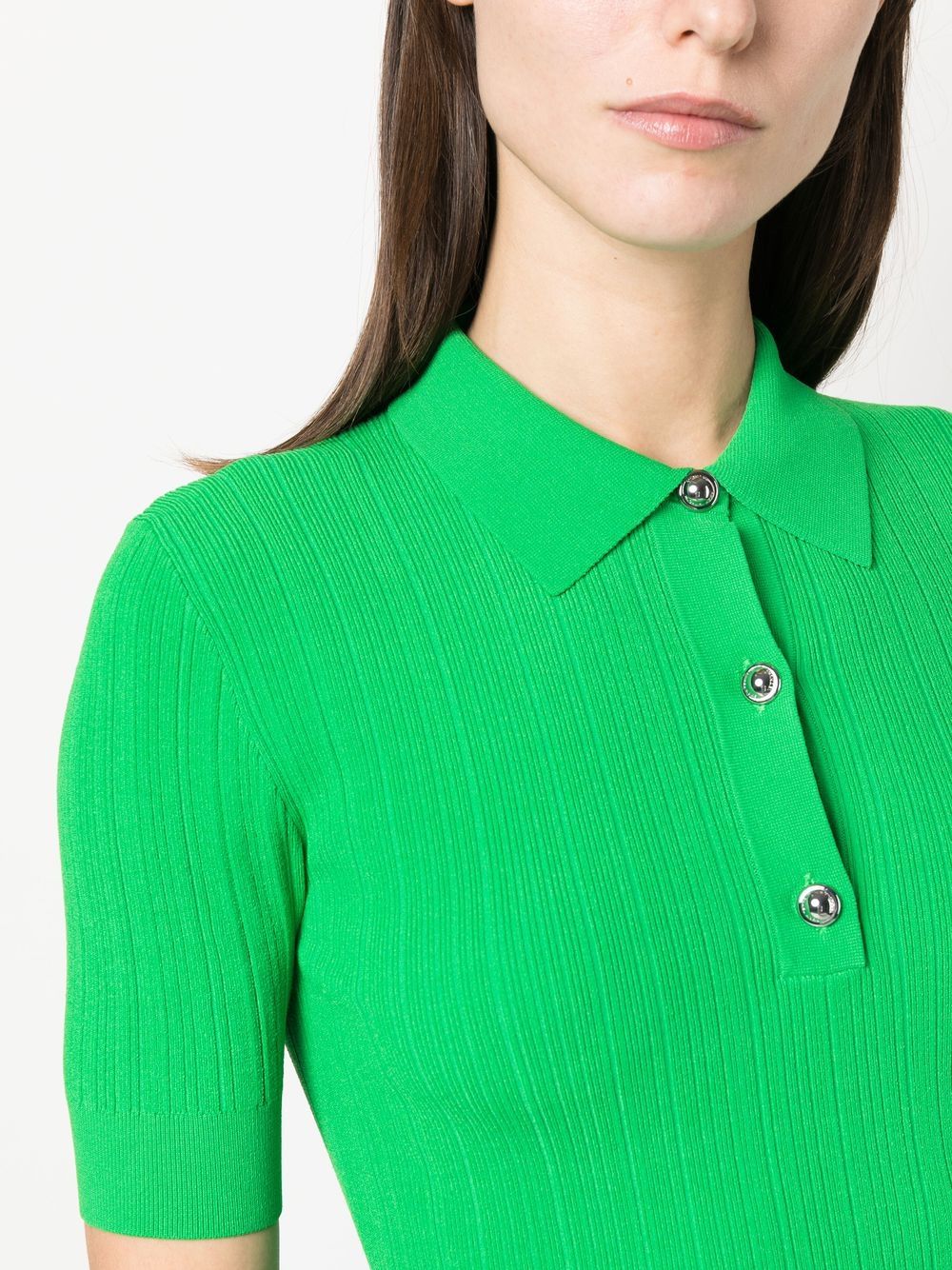 Shop Michael Michael Kors Textured Button-placket Polo Shirt In Grün