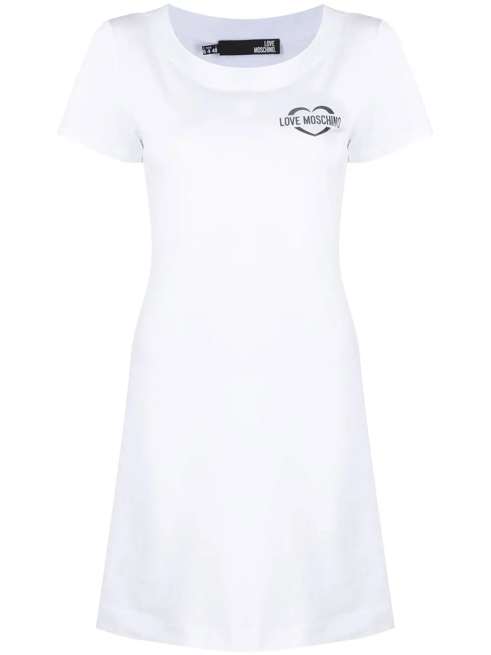 Love Moschino vestido estilo playera con logo estampado - Blanco