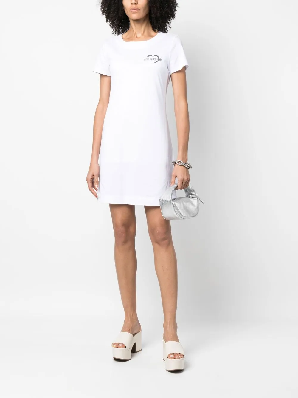 Love Moschino T-shirtjurk met logoprint - Wit