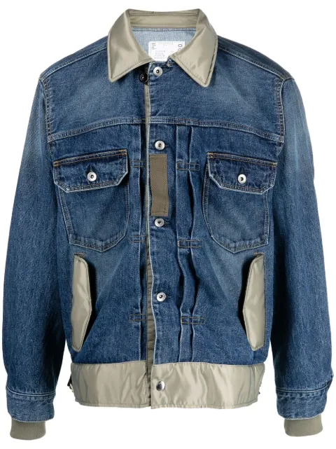 sacai chamarra de mezclilla con cuello en contraste