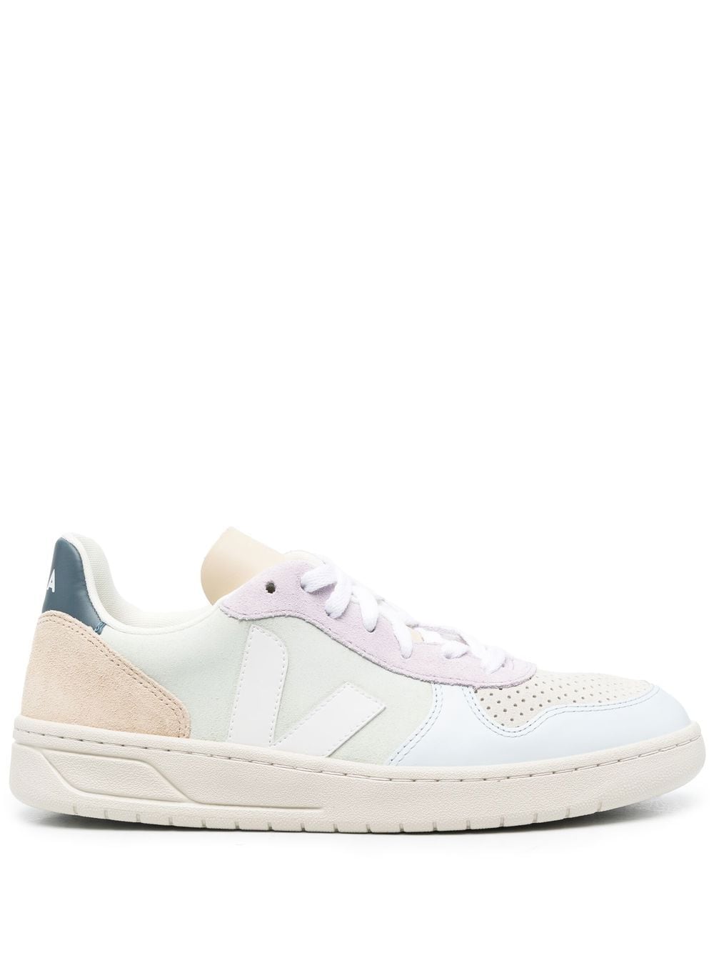 paneled-design leather sneakers