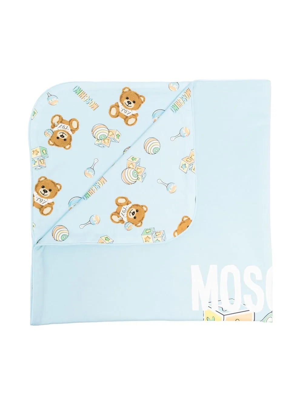 Moschino Kids Deken met logoprint - Blauw