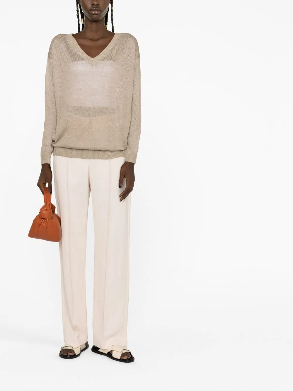 Brunello Cucinelli Trui verfraaid met pailletten - Beige