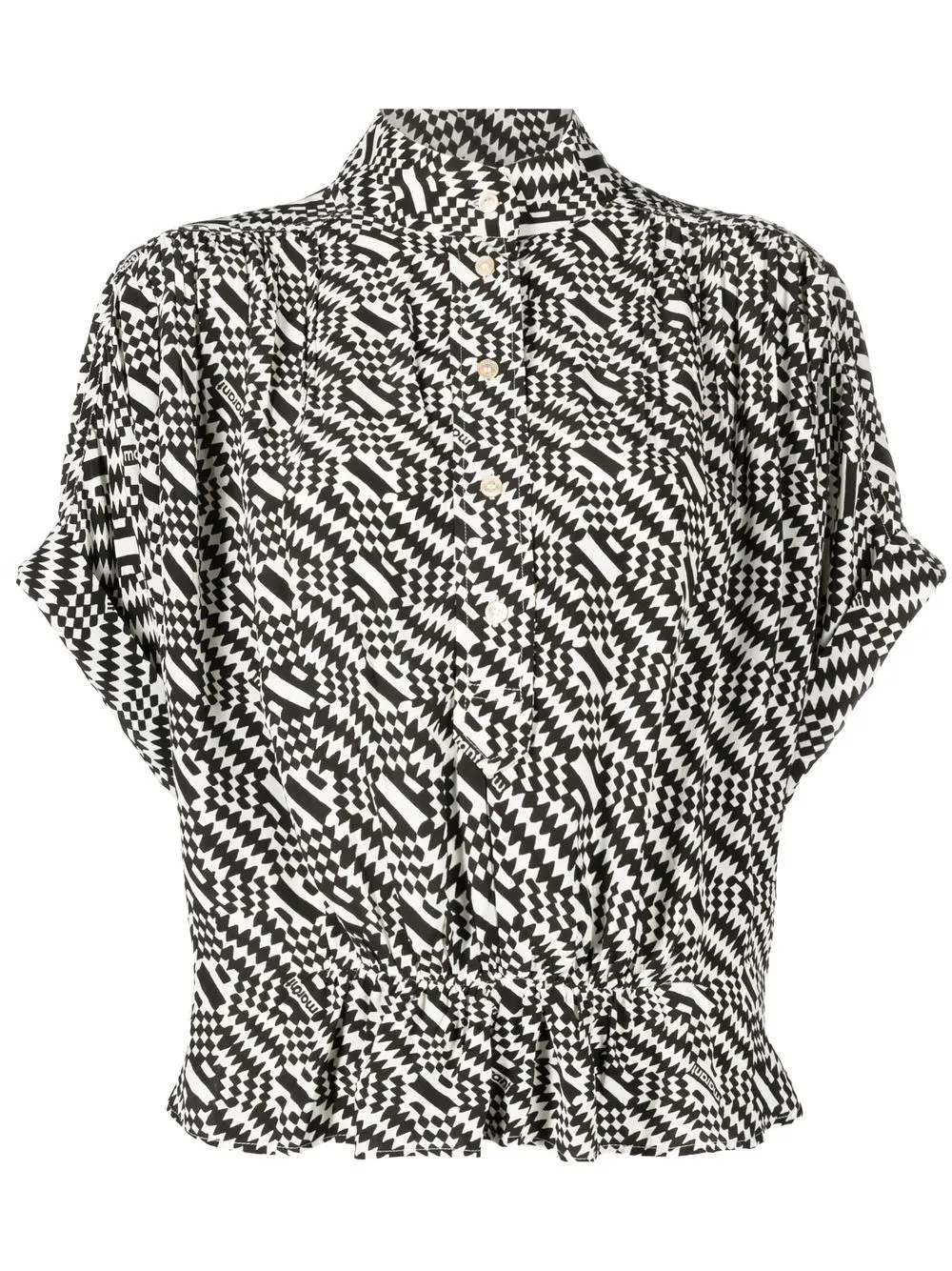 

Isabel Marant Étoile graphic-print short-sleeve blouse - Black