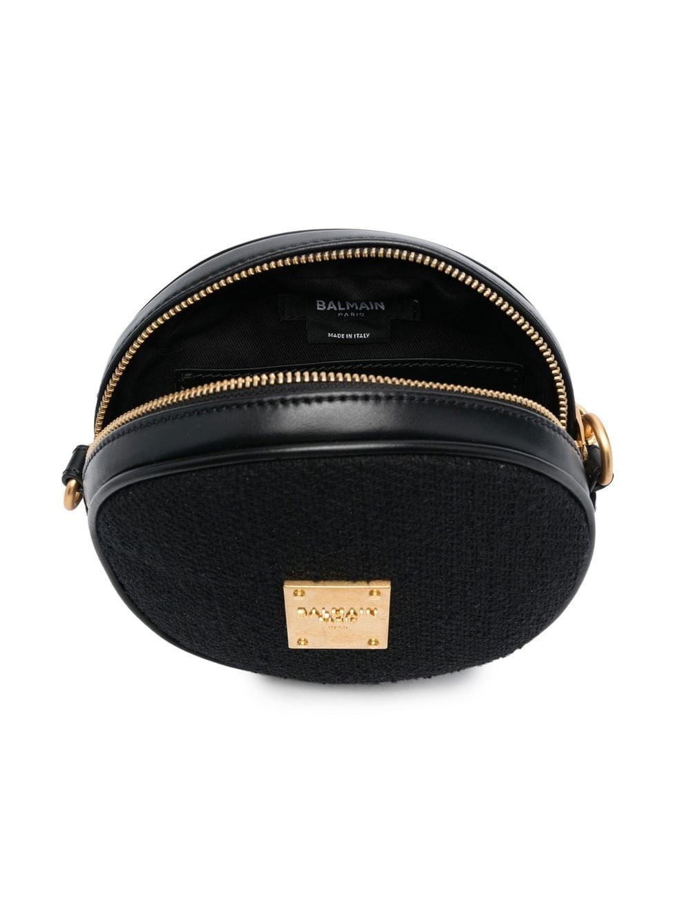 Shop Balmain Round-shape Shoulder Bag In Black