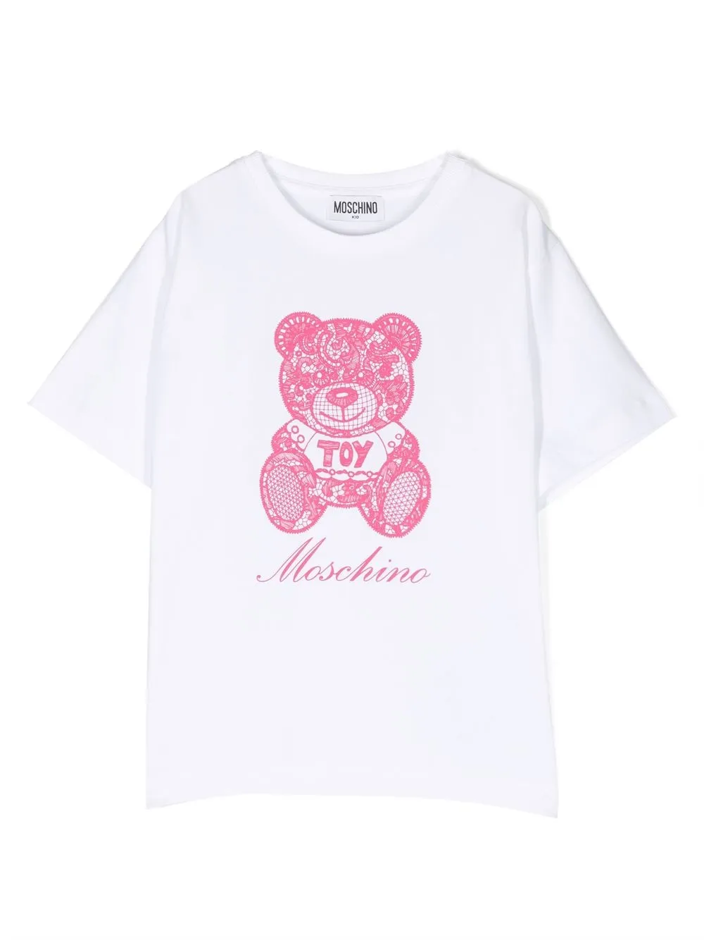 Moschino Kids' Teddy Bear-print Short-sleeve T-shirt In White