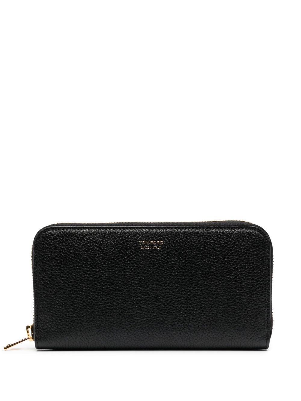 Tom Ford Grained-leather Logo-print Wallet In Black