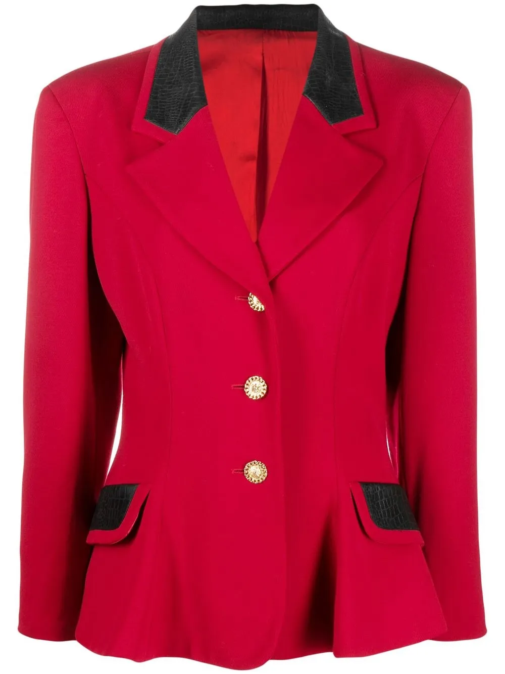 

Moschino Pre-Owned 1990s panel detailing wool blazer - Red