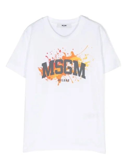 MSGM Kids paint-splatter logo-print T-shirt