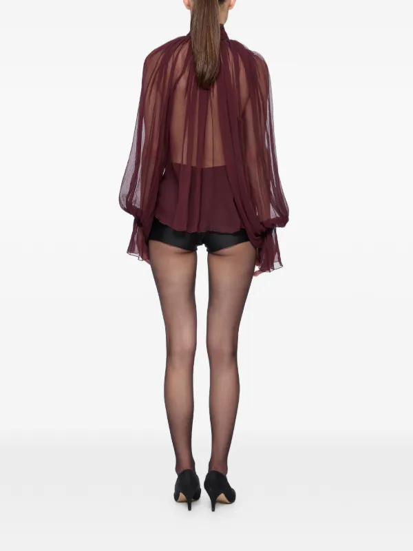 トップス Atu Atu Body Couture semi-sheer tie-neck Blouse | Red | FARFETCH