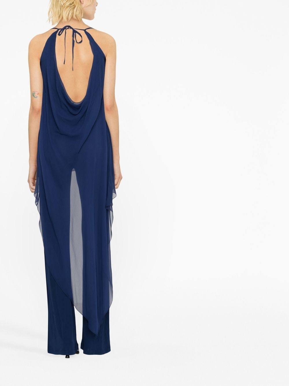 Shop Alberta Ferretti Cowl Neck High-low Dress In Blau