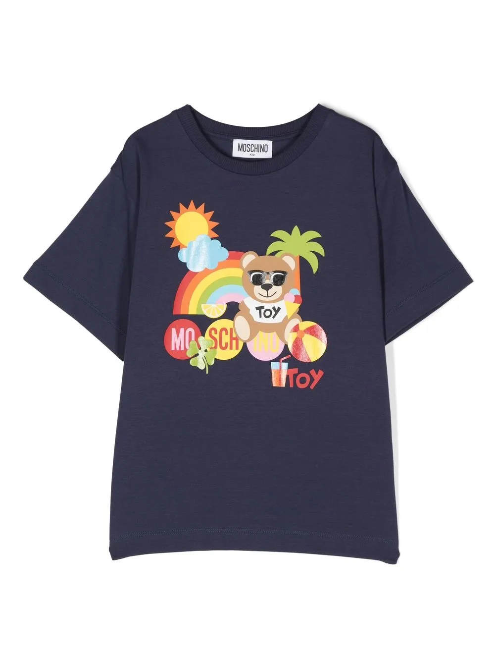 Moschino Kids Teddy Bear-print T-shirt - Blue