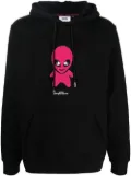 GCDS cotton alien-patch drawstring hoodie - Black