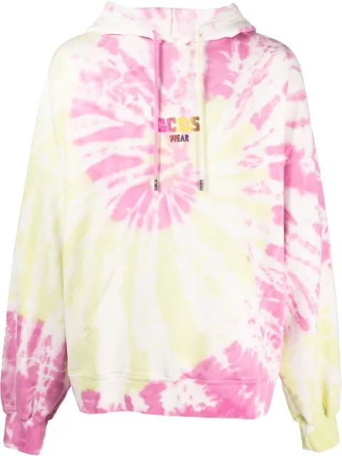 GCDS tie-dye print logo hoodie