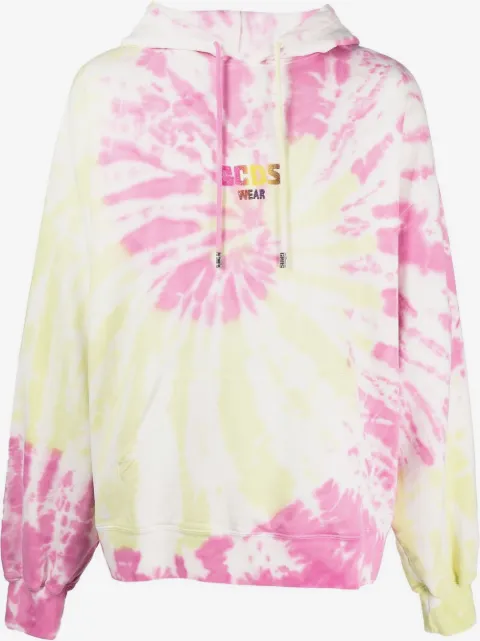 GCDS tie-dye print logo hoodie